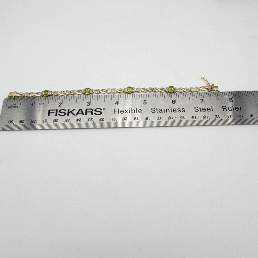 Vintage Ross Simons‎ Peridot 925 Sterling Silver Tennis Bracelet Sz 7